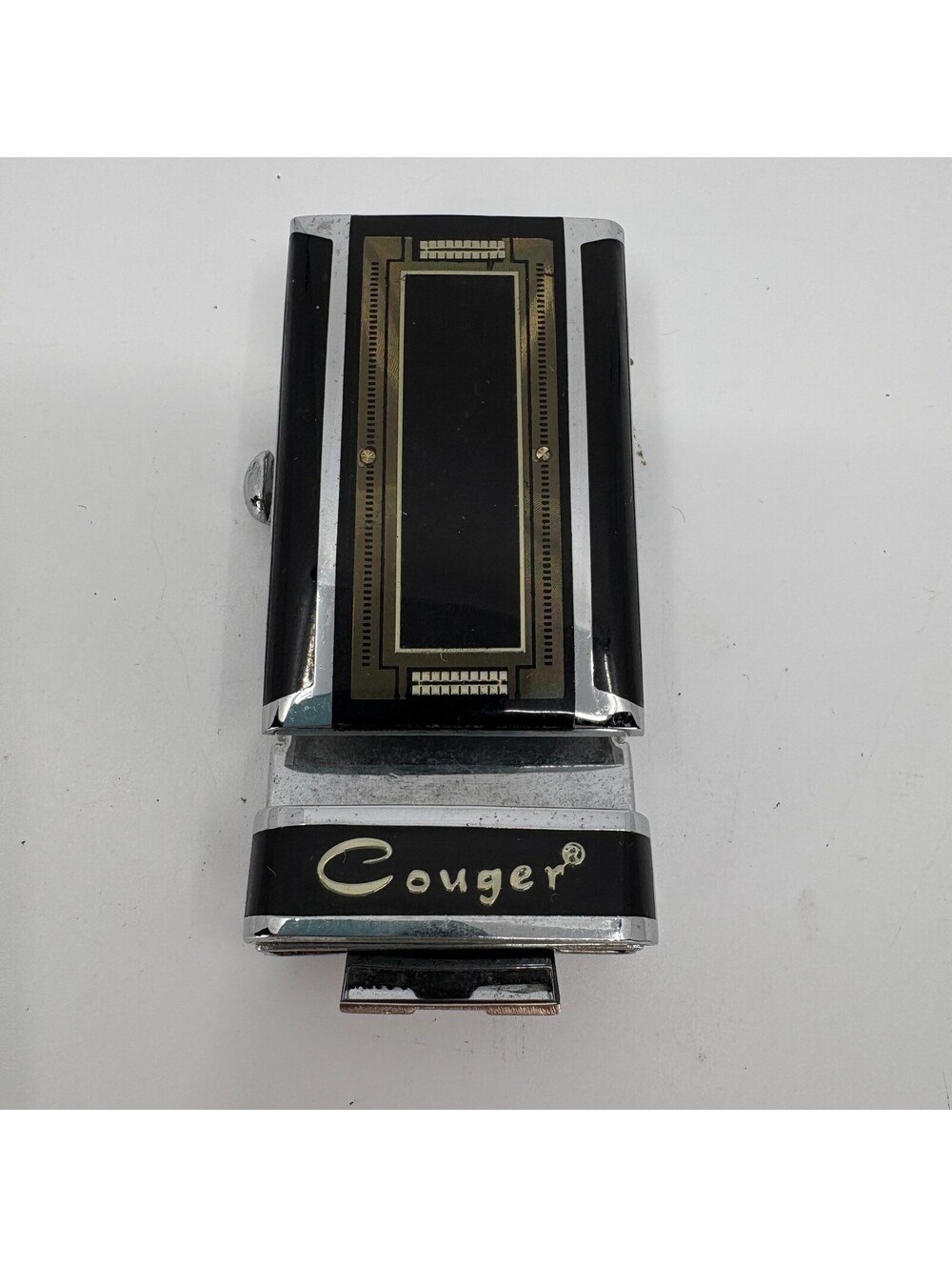 Vintage Cougar Automatic Belt Buckle Black Silver Gold Adjustable Ratchet Style